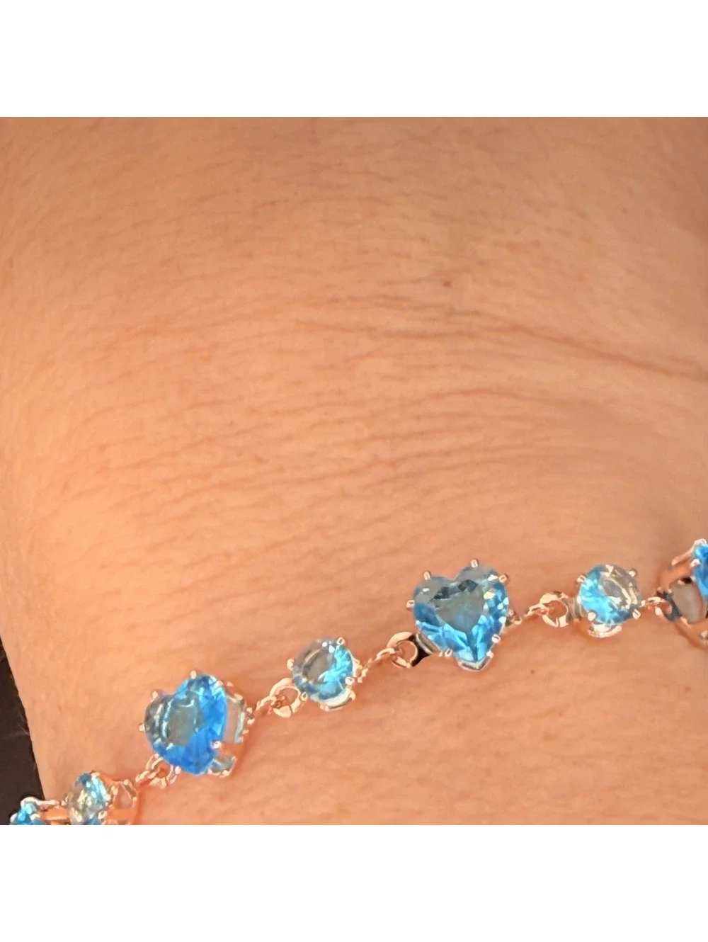candy+clover aqua and clear heart crystal candy dopamine rose gold bracelet